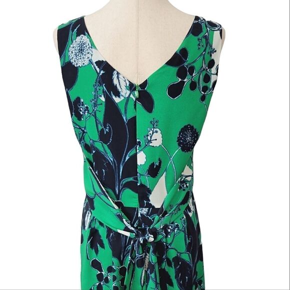 Coldwater Creek Kelly Green Floral V-neck Sleeveless Tie Maxi Dress Size 8 - Picture 4 of 10